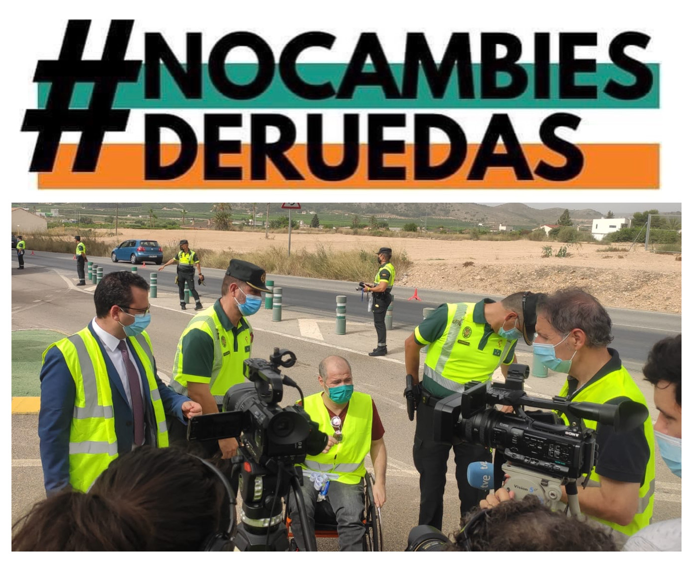 foto y accion en redes sociales de campaña no cambies de ruedas