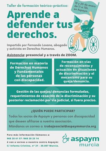 Taller de formación teórico-práctico. Aprende a defender tus derechos